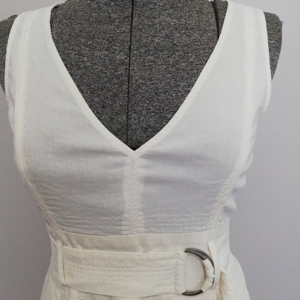 Theory White V-Neck Sleeveless Midi Dress with Belt - Picture 3 of 12
